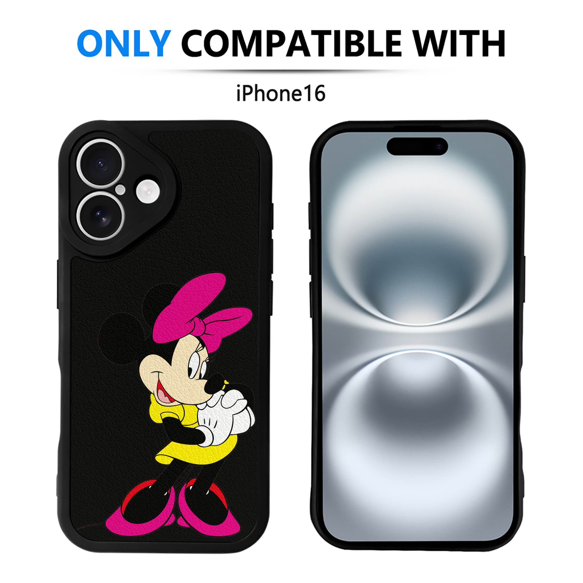 （画像用） ミッキーマウス Mickey Mouse 【iPhone 16シリーズ対応】シリコンスマホケース（レザー調） 材質：シリコン
